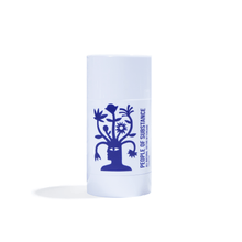 Load image into Gallery viewer, People of Substance all natural tattoo aftercare balm stick in white packaging with a blue illustration of a head with plants growing from it