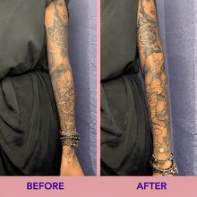 Load image into Gallery viewer, Before and after photos of a tattooed sleeve