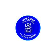 Load image into Gallery viewer, People of Substance natural tattoo balm jar with blue lid, fragrance-free, for before, during and after tattoo care
